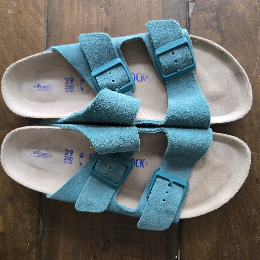 Birkenstock Teal Suede Sandals